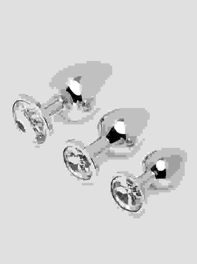 Lovehoney Jeweled Metal Butt Plug Set (3 Piece), Silver, hi-res
